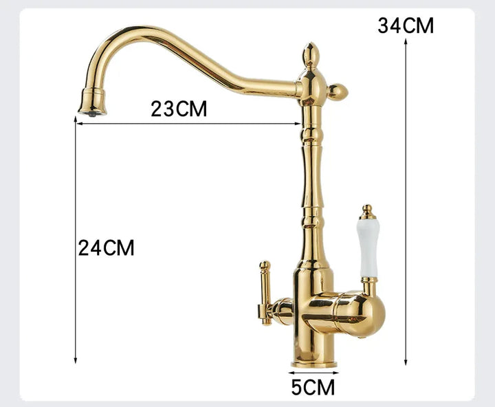 3 in 1 Kitchen Filter Faucet Pure Water 360 Rotation Kitchen sink Crane Dual Handle Dual Water Functions Mode Filter Mixer Taps
