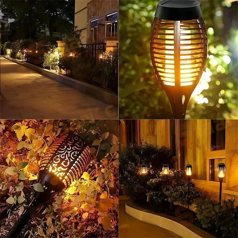 1/2/4/8/10Pcs Solar Flame Torch Lights Flickering Light Waterproof Garden Decoration Outdoor Lawn Path Yard Patio Floor Lamps