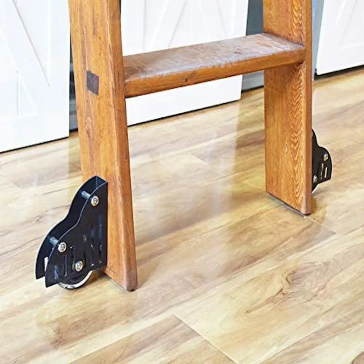 12FT(366cm) Sliding Library  Hardware Kit No Ladder，Black Rustic Round Tube Rolling Ladder Track,Floor Roller with Brake,Indoor