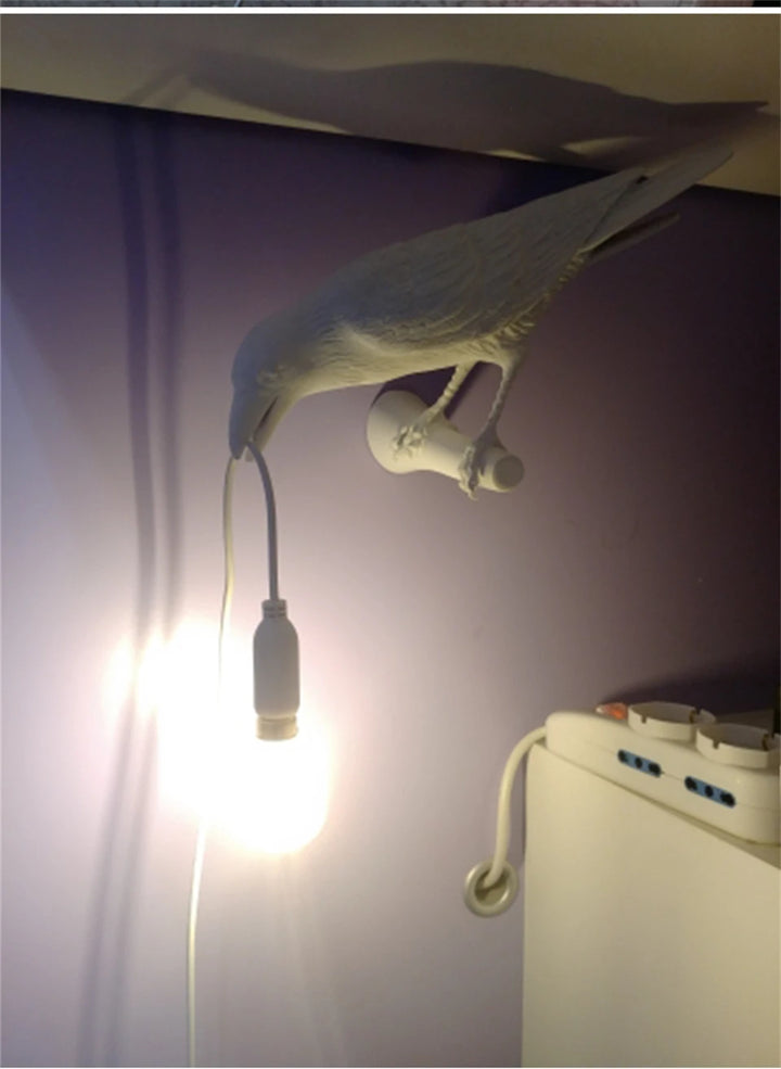 Resin Lucky Bird Crow Wall Lamp Table Lamp Night Light Bedroom Bedside Living Room Wall Lamp Home Decoration(Free bulb)