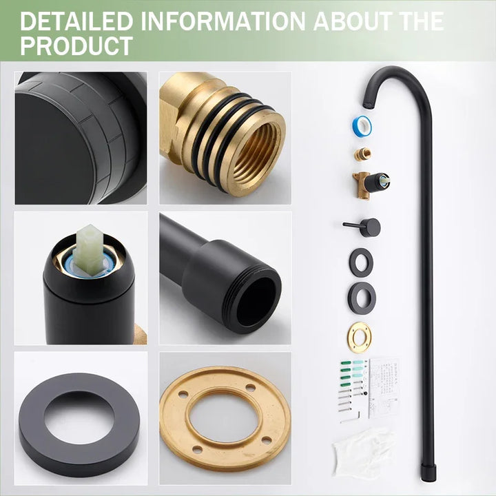 Floor Standing Bathtub Faucet Brass Body Hot Cold Mixer with Handle Rose Gold Independent Faucet Chrome Grey Black