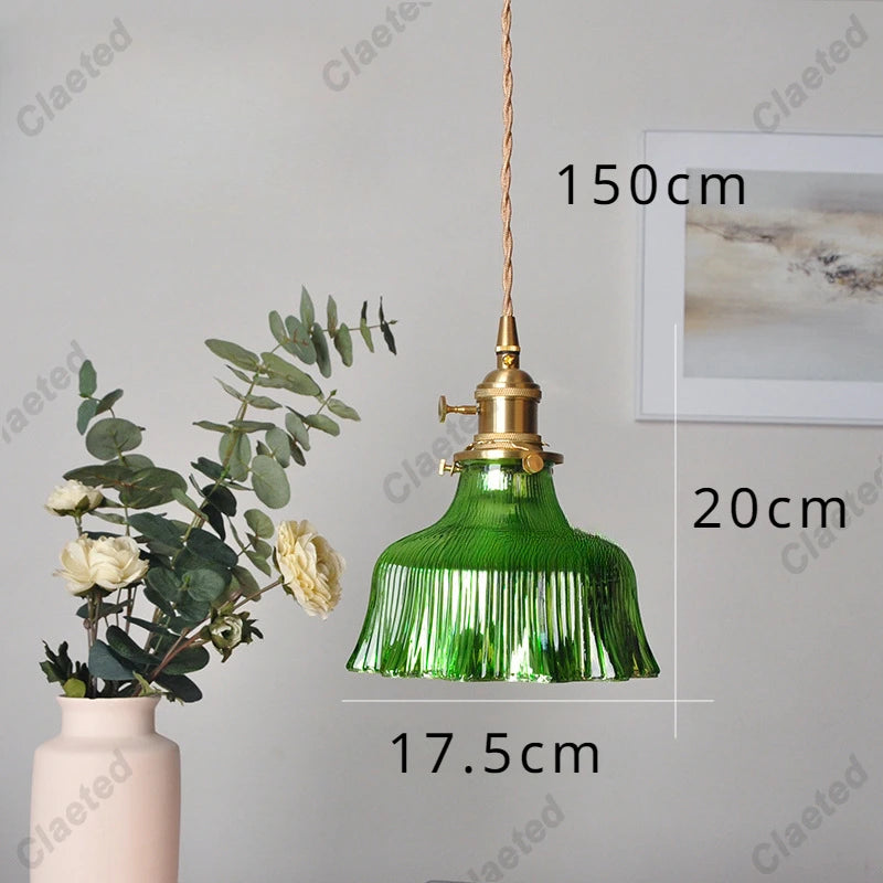 IWHD Modern Copper Glass LED Pendant Lamp Switch Living Room Bedroom Green Amber White Nordic Hanging Lights
