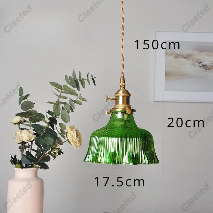 IWHD Modern Copper Glass LED Pendant Lamp Switch Living Room Bedroom Green Amber White Nordic Hanging Lights
