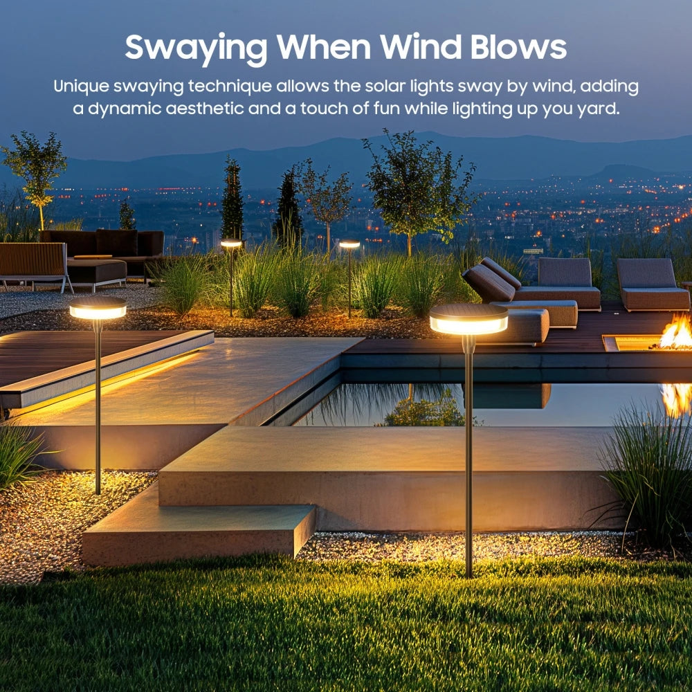 Outdoor Garden Solar Pathway Light Sway by Wind Solar Swaying Lights Bright IP65 Waterproof for Outside Yard Path Patio Lawn