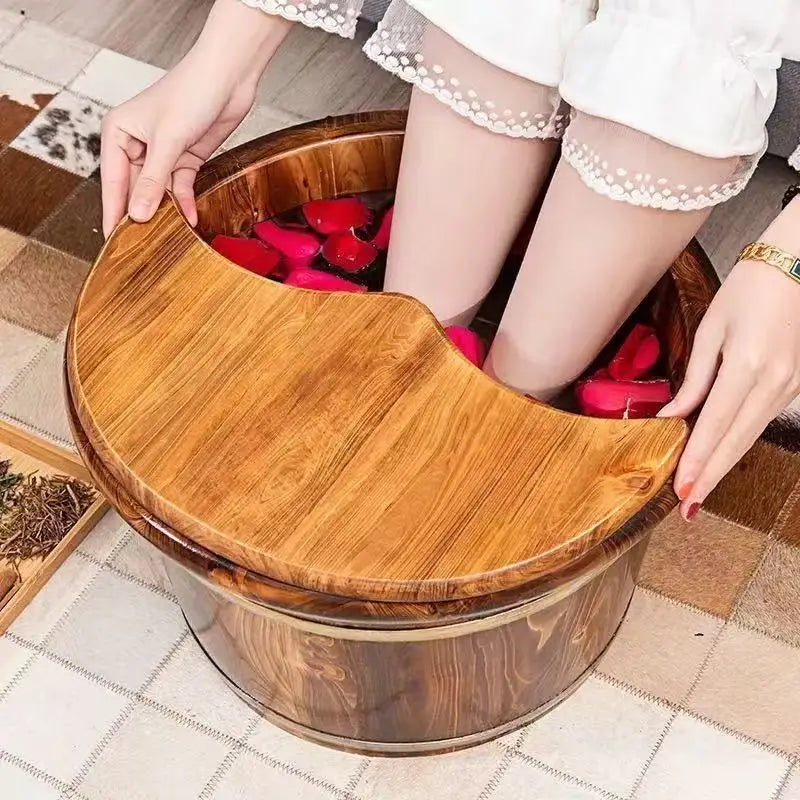 Carbonized foot soaking wooden bucket beauty salon home use solid wood insulation calf health foot bath tub wooden foot bath tub