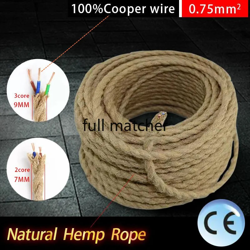 Vintage Rope Twisted Electrical Wire Hemp Rope Woven Textile Wire Twis ...