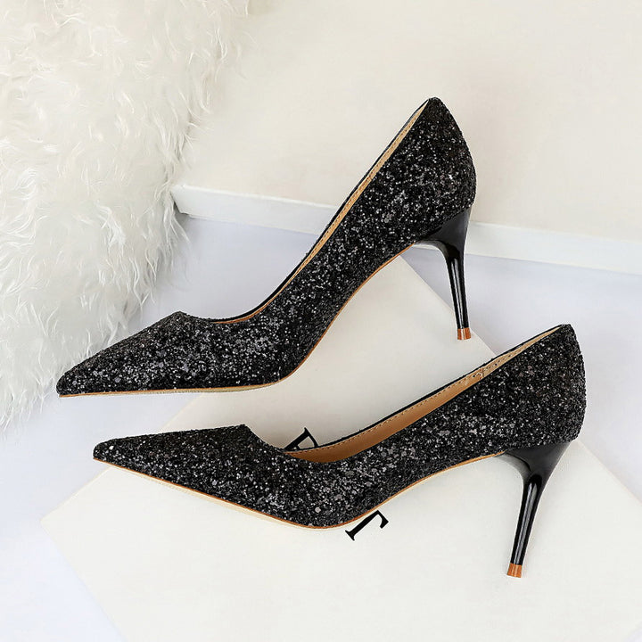 Women 7cm 9.5cm High Heels Bling Pumps Sparkly Heels