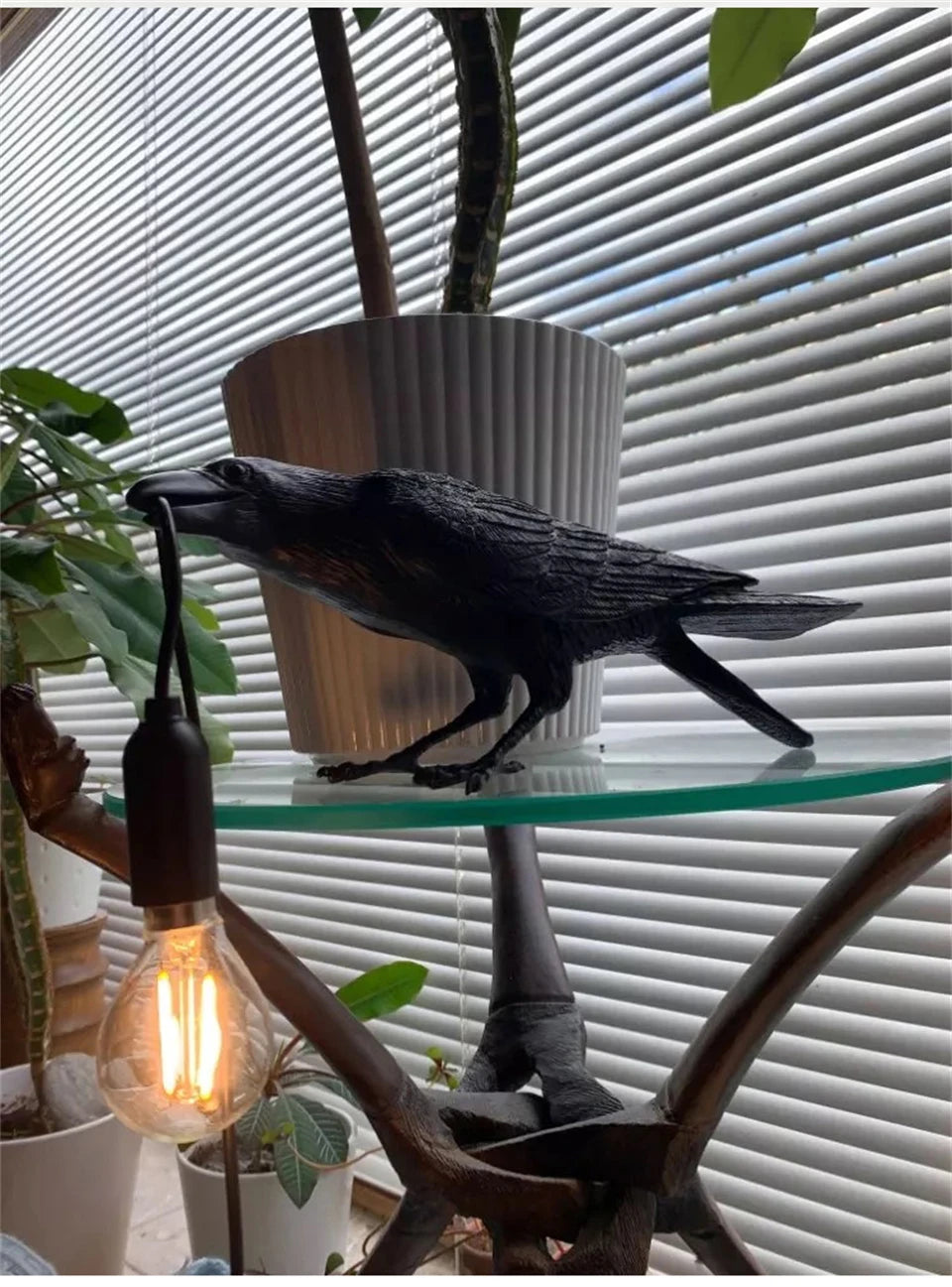 Resin Lucky Bird Crow Wall Lamp Table Lamp Night Light Bedroom Bedside Living Room Wall Lamp Home Decoration(Free bulb)