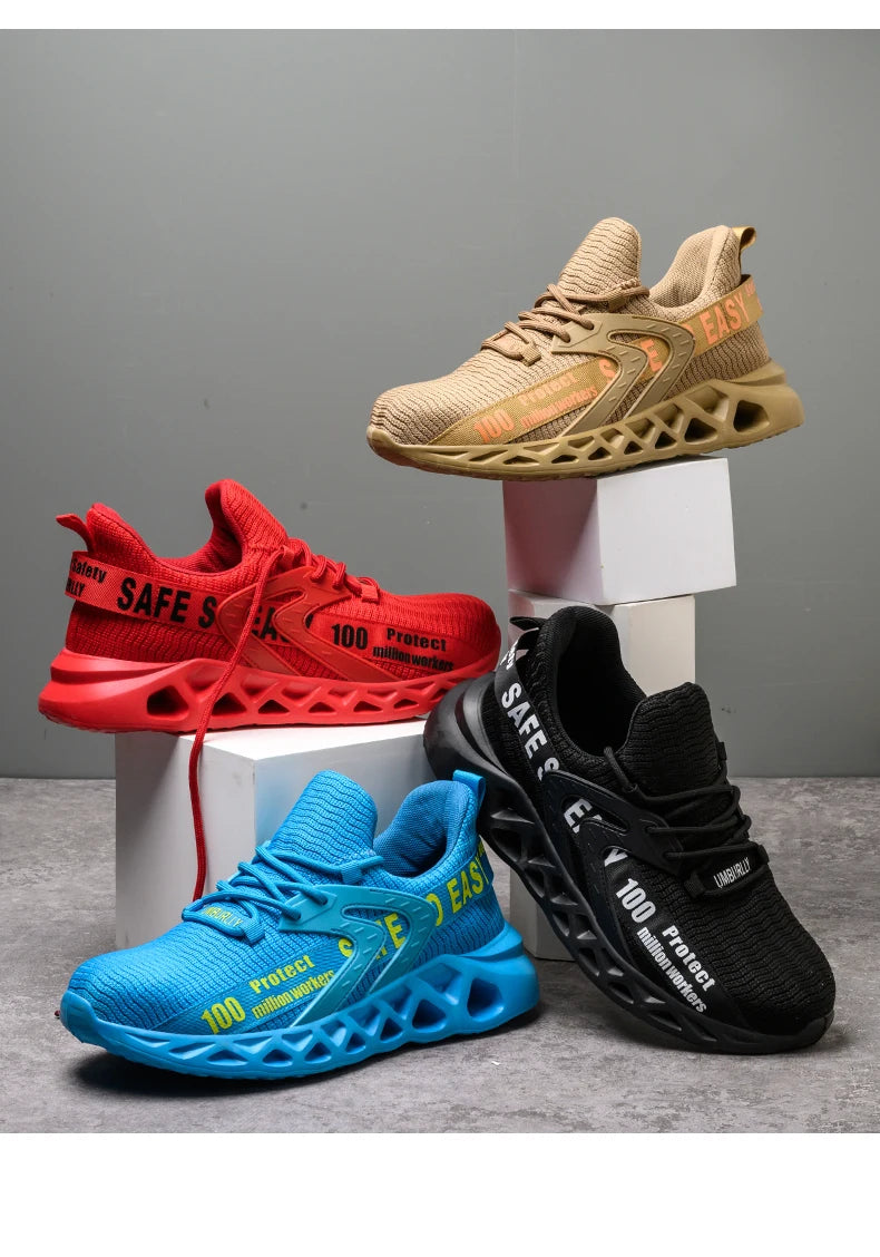 New Safety Shoes Men Breathable Light Work Sneakers Steel Toe Shoes Anti-smash Anti-puncture Indestructible Shoes Large Size 50