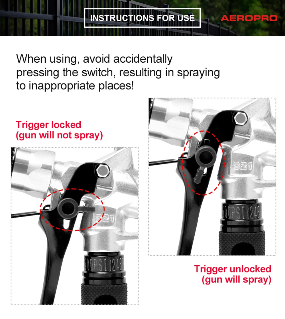 AEROPRO 821 Professional 3600PSI High Pressure Airless Paint Spray Gun Paint Sprayer With 517 Spray Tip For Spraying Machine