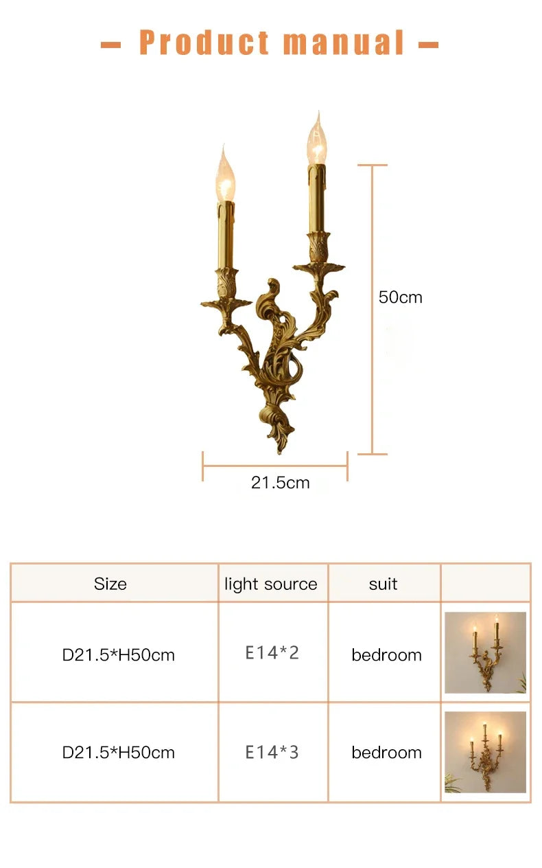 Nordic Copper Wall Lamps Living Dining Room Bedroom Bedsides Lights Corridor Retro Loft Villa Home Decor