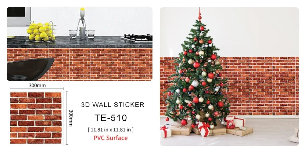 10/20PCS Imitation Brick Tile cobblestone Wall Stickers Water and Oil Proof for Kitchen Restaurant Tea room Relaxation area etc.
