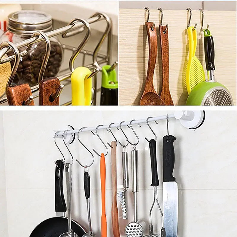 5/10Pcs Stainless Steel S-Shape Hook Multi-function Railing Hanger Clasp Holder Bedroom Kitchen Bathroom Hanging Storage Tools