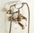 Vintage Retro Antique Brass Double Ceramic Handles Wall Mounted Claw Foot Bathroom Tub Faucet Mixer Tap With Handshower mtf152