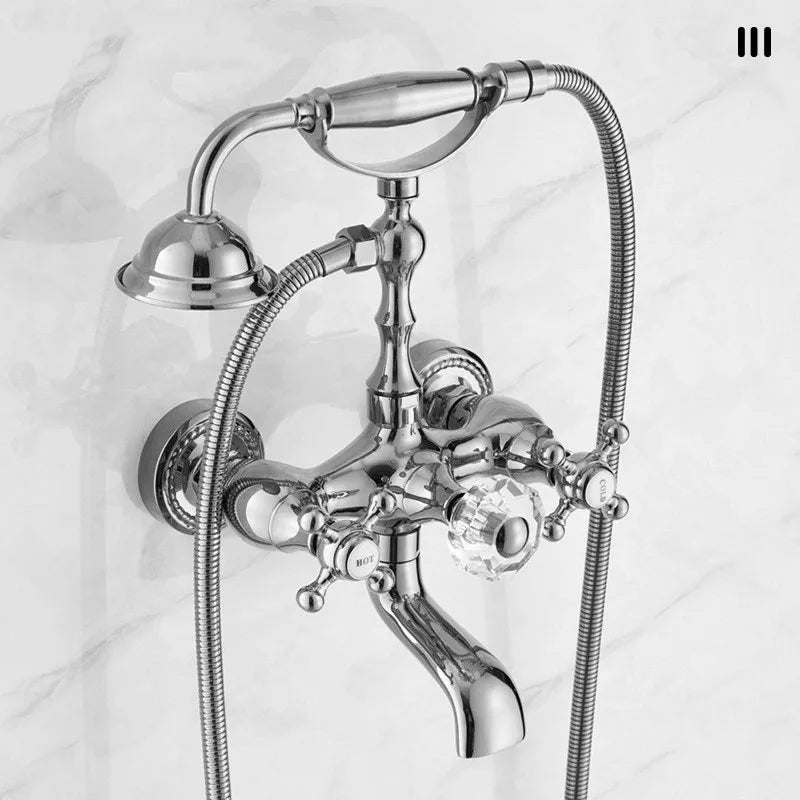 Luxury Gold Bathroom Shower Faucet Brass Bathtub and Shower Faucet Wall-Mounted Bath and shower Faucet Classical Dual Handle