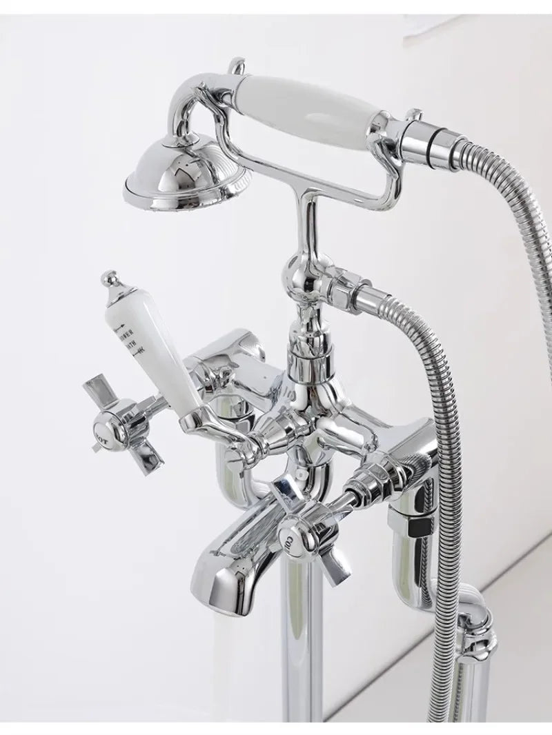 Bathtub Faucet Set Floor Decked Bathroom Classical Top High Quality Gold American Style Ceramic Handle Shower Faucet