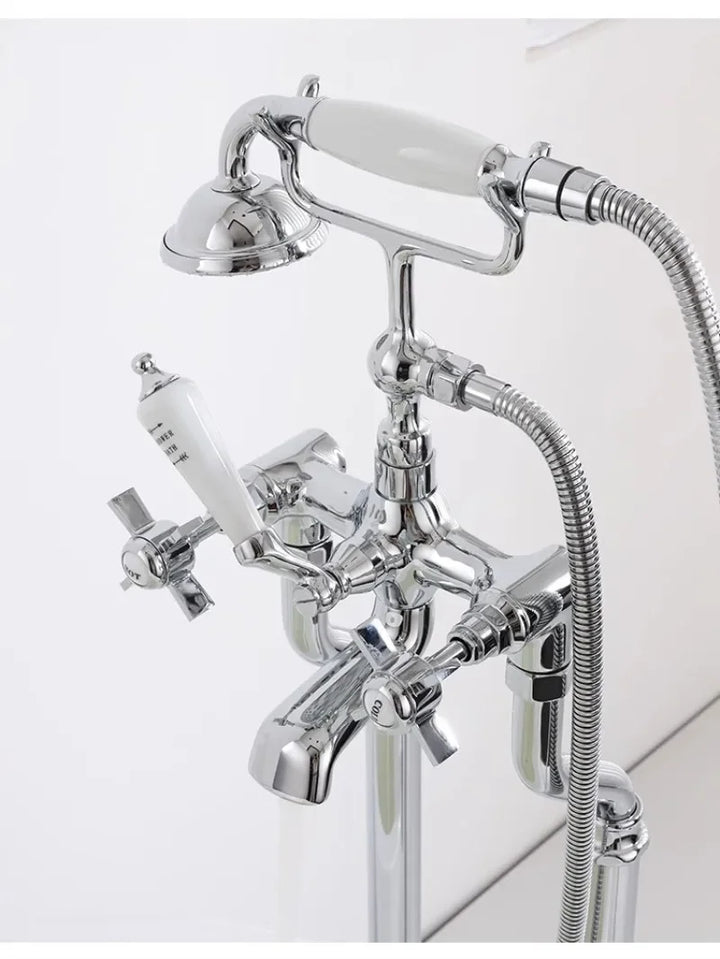 Bathtub Faucet Set Floor Decked Bathroom Classical Top High Quality Gold American Style Ceramic Handle Shower Faucet