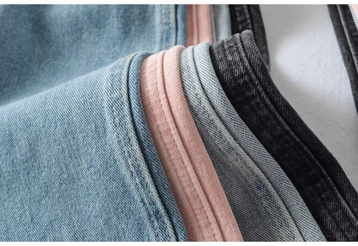 MiuKoMiYa Straight Leg Jeans For Women High Waist Gray Long Wide Denim Pants Vintage Blue Boyfriend Jeans