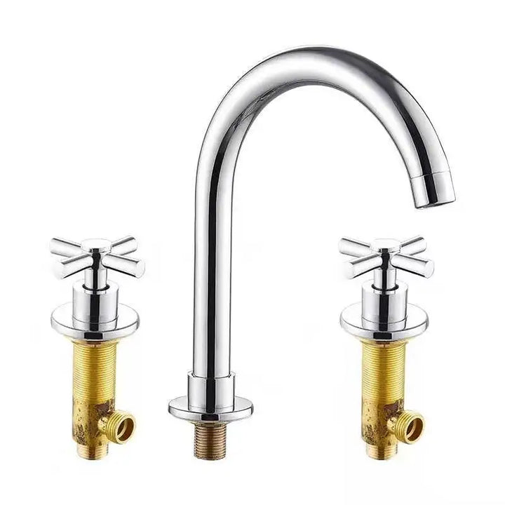 BECOLA Black Basin Faucets Brass Polished Chrome Deck Mounted Bathroom Sink Faucets 3 Hole Double Handle Hot And Cold Water Tap