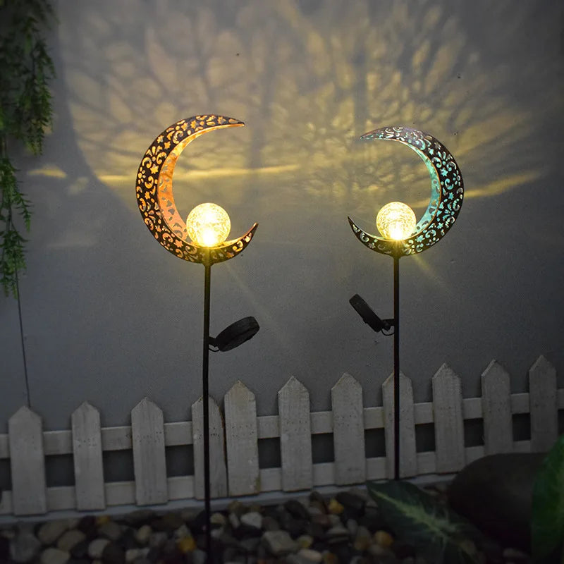 Led Solar Lights Outdoor Waterproof Moon Fairy Lawn Garden Solar Lamps for Pathway Landscape Courtyard  Stakes
