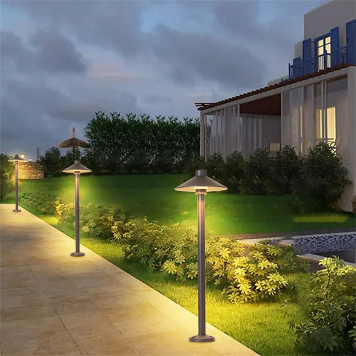 Waterproof Mushroom LED Lawn Light Outdoor Landscape Pathway Post Lamps With insert Aluminum Villa Pole Pillar Lamps