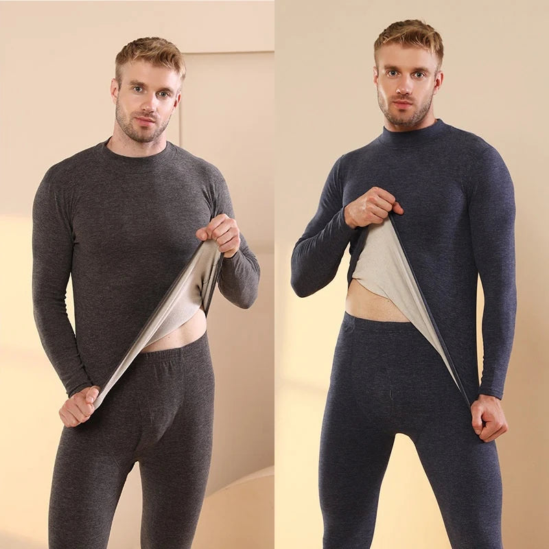 Autumn Winter New Men's Cashmere Silk Soft Comfortable Warm Underwear with Thickened Plush Set for Men Women Thermal Clothing