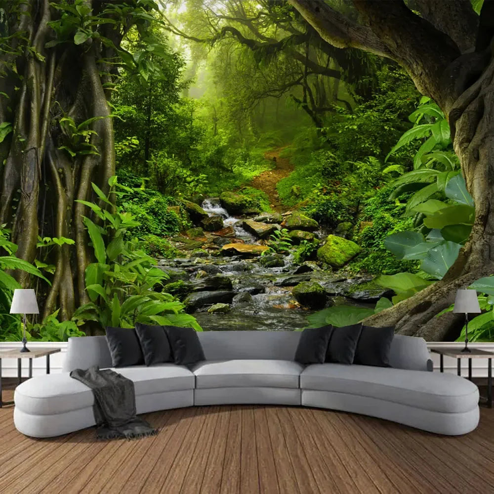 Beautiful Natural Forest Printed Large Wall Tapestry Hanging Bohemian Wall Tapestries Mandala Wall Art Decor