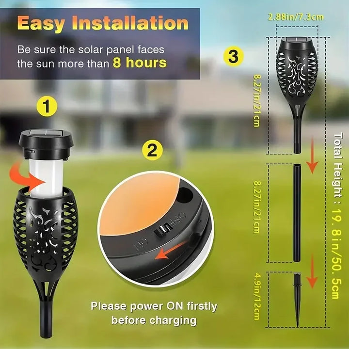 1/2/4/8/10Pcs Solar Flame Torch Lights Flickering Light Waterproof Garden Decoration Outdoor Lawn Path Yard Patio Floor Lamps