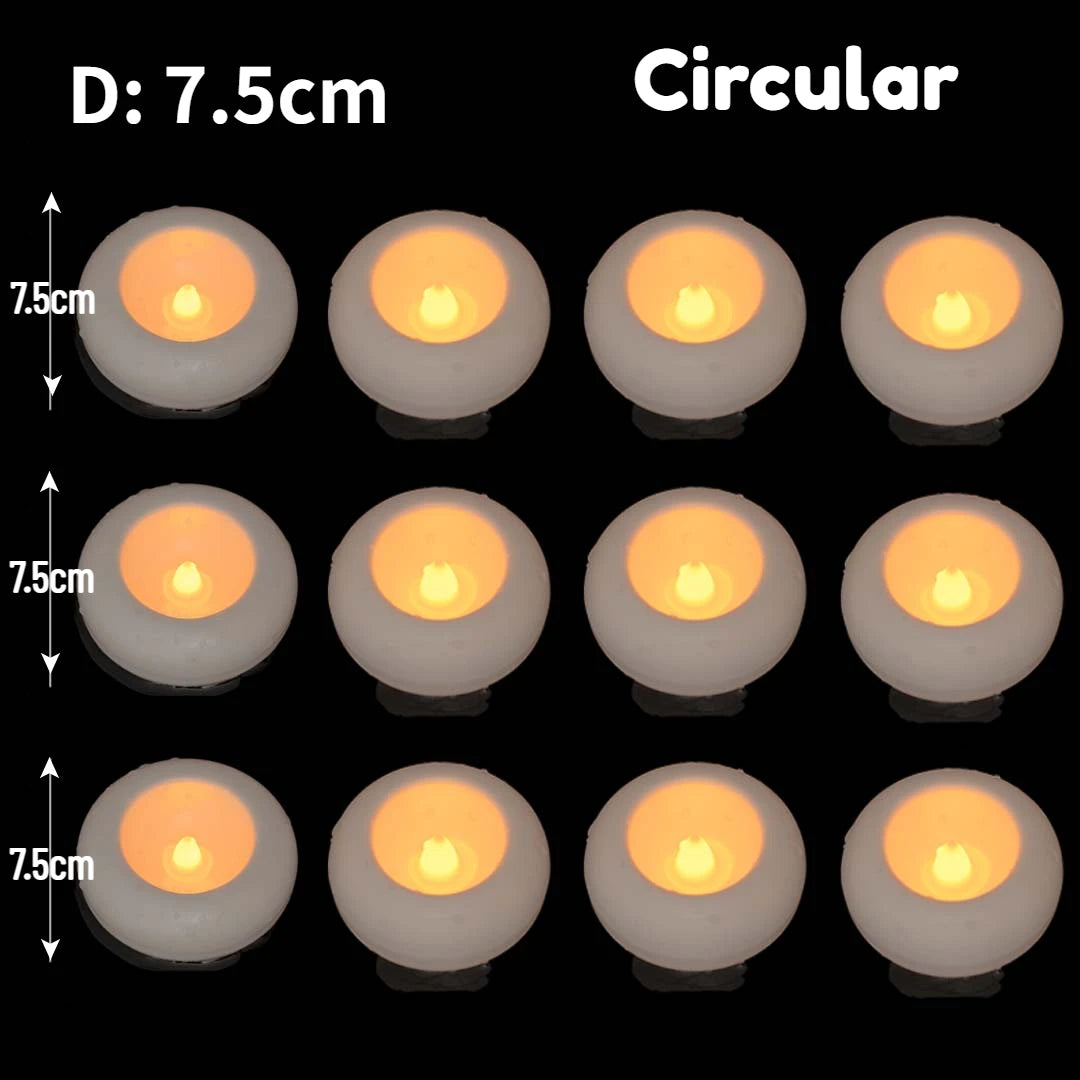 12-100PCS Flameless Floating Candles for Centerpieces Wedding LED Tealight 5.5/7.5CM Battery Operate Float Candle Pool Spa Decor