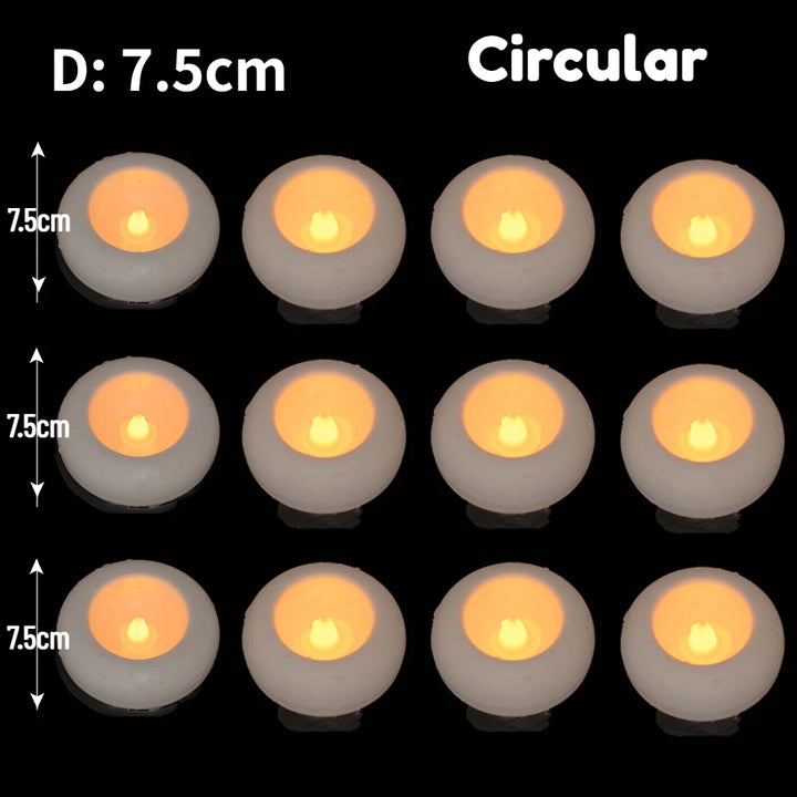 12-100PCS Flameless Floating Candles for Centerpieces Wedding LED Tealight 5.5/7.5CM Battery Operate Float Candle Pool Spa Decor