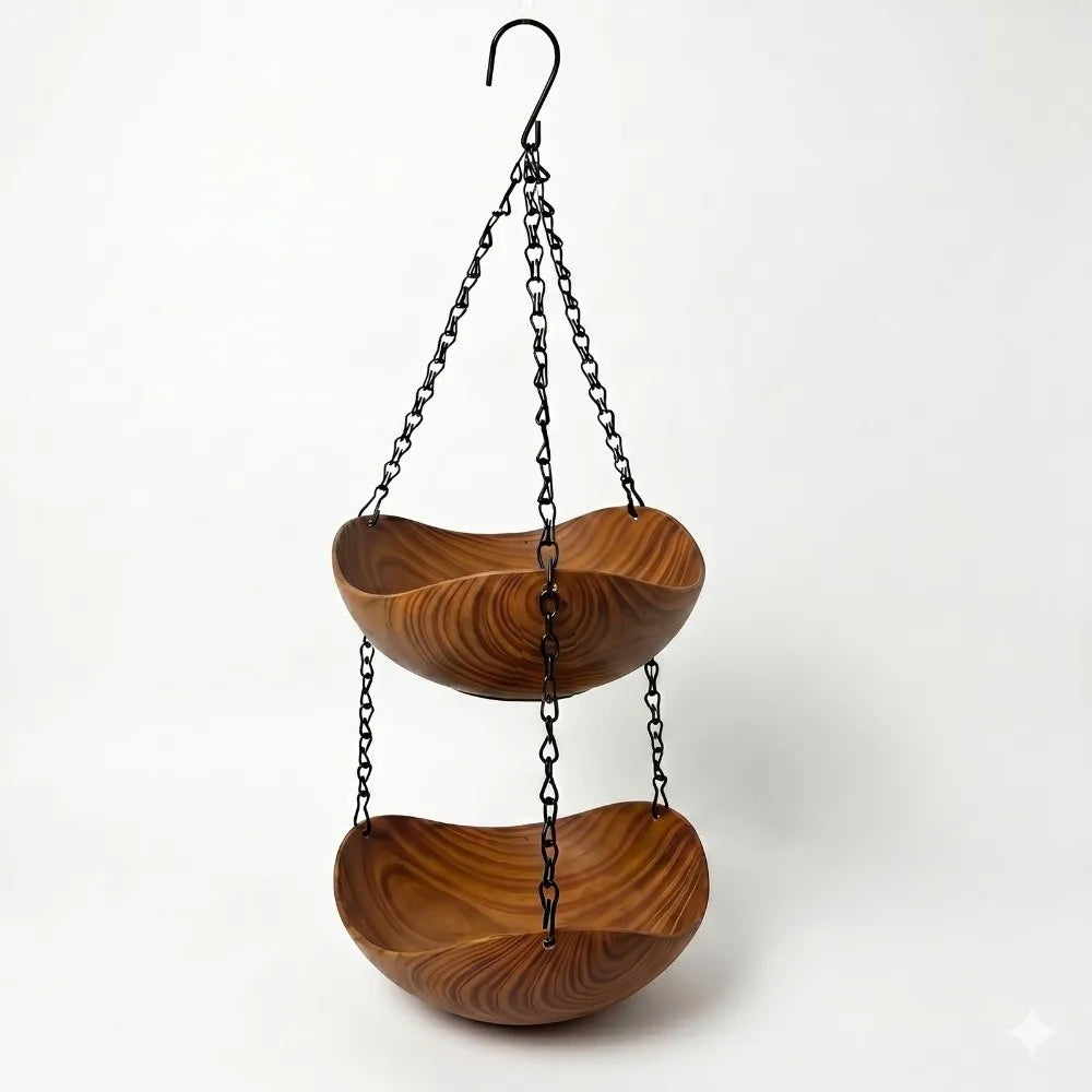 Double Layer Hanging Bird Feeder Feeding Tools Yard Decoration Bird Bath Bowl Bowl-shaped Plastic Hummingbird Water Drinker