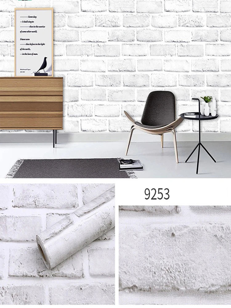 Self sticking PVC retro nostalgic imitation brick texture brown red brick self-adhesive wallpaper for home decoration vinyl film