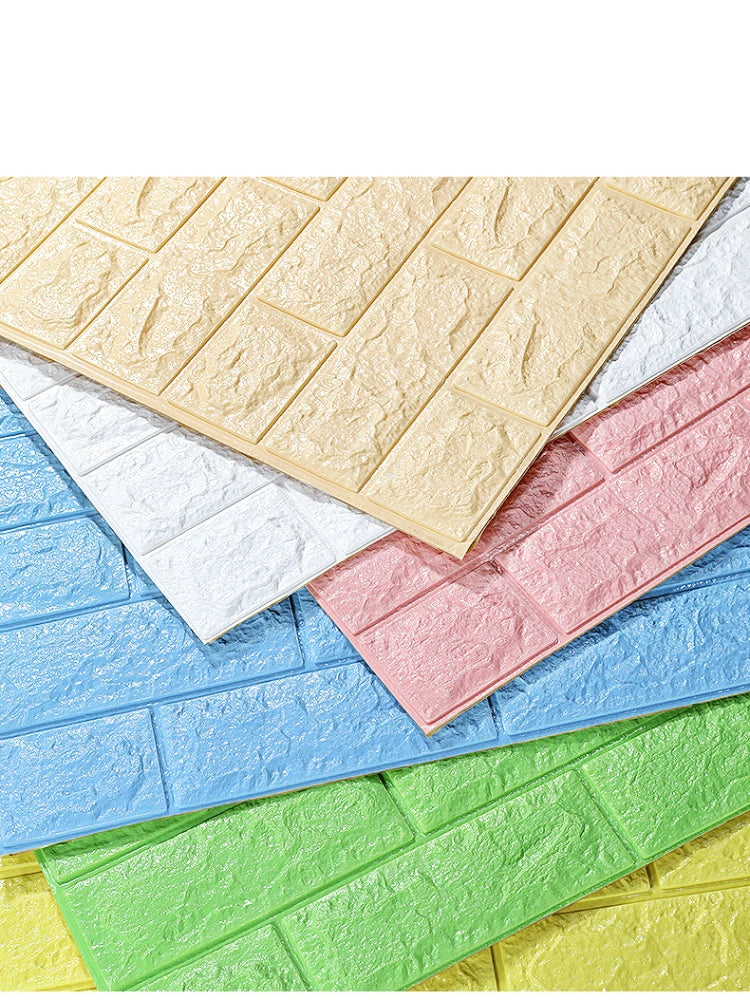 5/12PCS Self Adhesive Wallpaper Peel And Stick 3D Wall Panel Living Room Brick Stickers  Brick Paper Home Decor