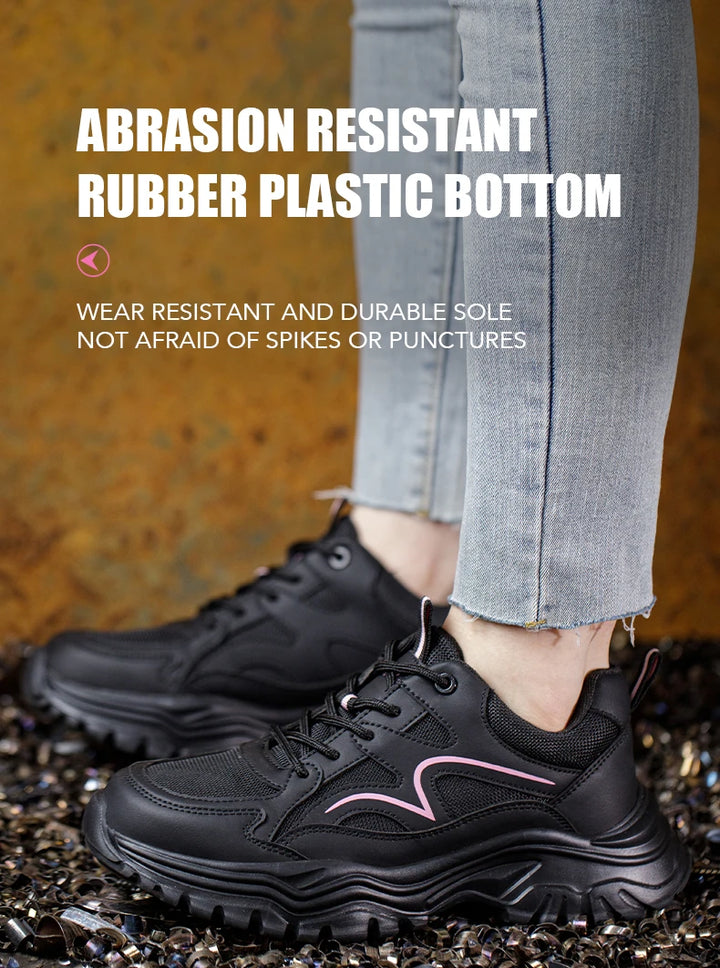 Safety Shoes Women Work Sneakers Structured Shoes Pneumatic-Proof Protective Shoes Work Boots Steel Toe Female Platform Shoes