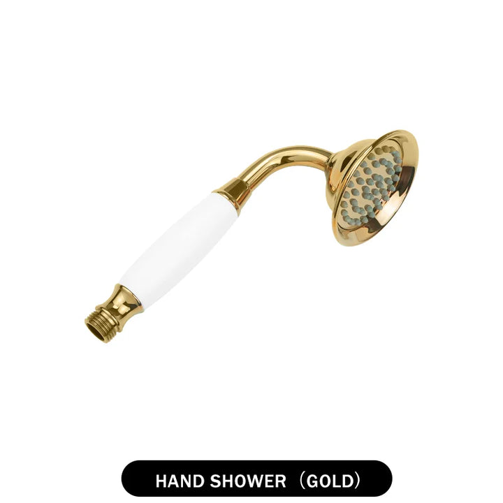 Brass Golden Rainfall Shower Head Rose Gold Handheld Shower Bathroom