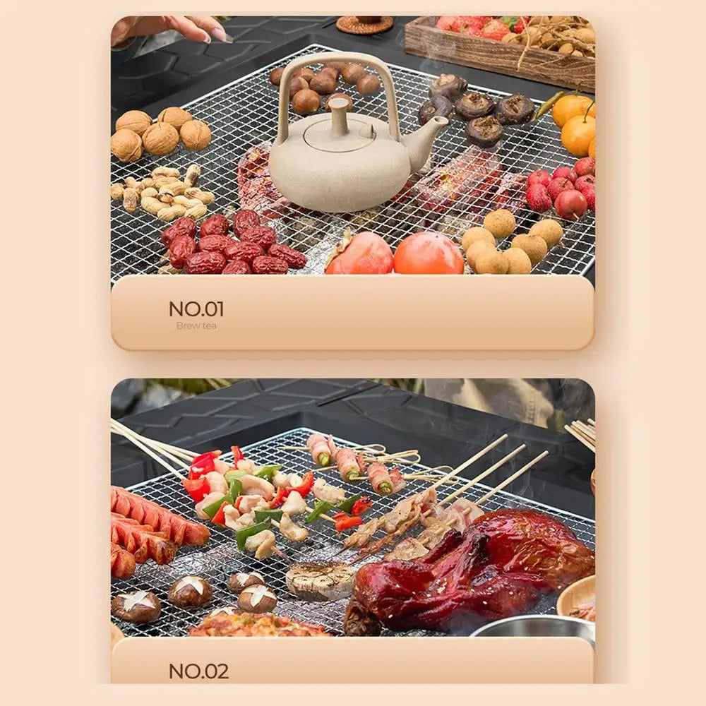 Camping Square Fire Pits Firewood Stove BBQ Grilling Winter Heating Stove Outdoor Charcoal Heating Brazier Fire Pit Wood Burner