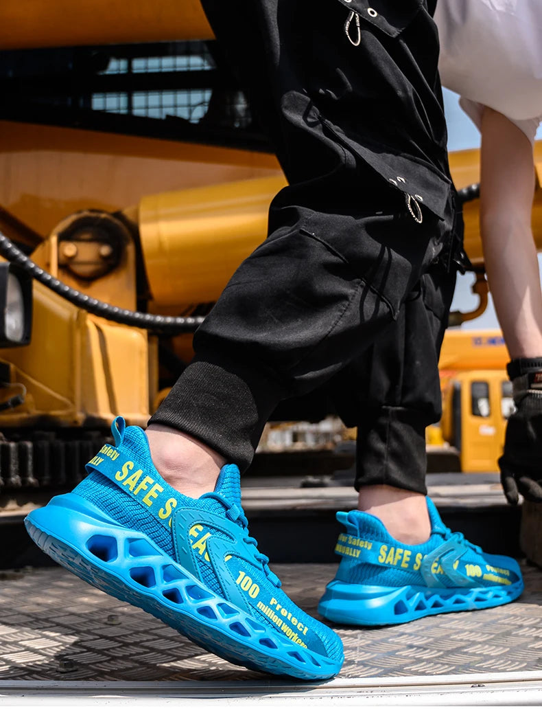 New Safety Shoes Men Breathable Light Work Sneakers Steel Toe Shoes Anti-smash Anti-puncture Indestructible Shoes Large Size 50