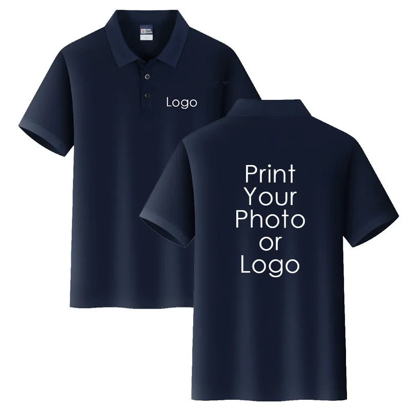 custom logo Summer New Men Polo Shirt  Short-sleeved Casual Solid Tops Custom Printing Your Own Design Photo or Logo Women Polos