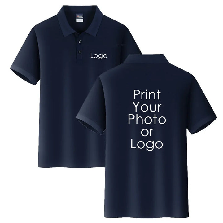 custom logo Summer New Men Polo Shirt  Short-sleeved Casual Solid Tops Custom Printing Your Own Design Photo or Logo Women Polos