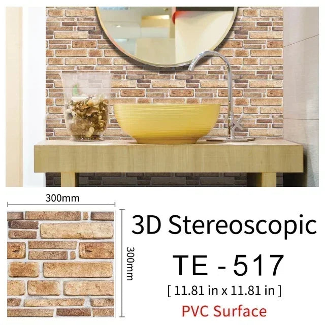 10/20PCS Imitation Brick Tile cobblestone Wall Stickers Water and Oil Proof for Kitchen Restaurant Tea room Relaxation area etc.