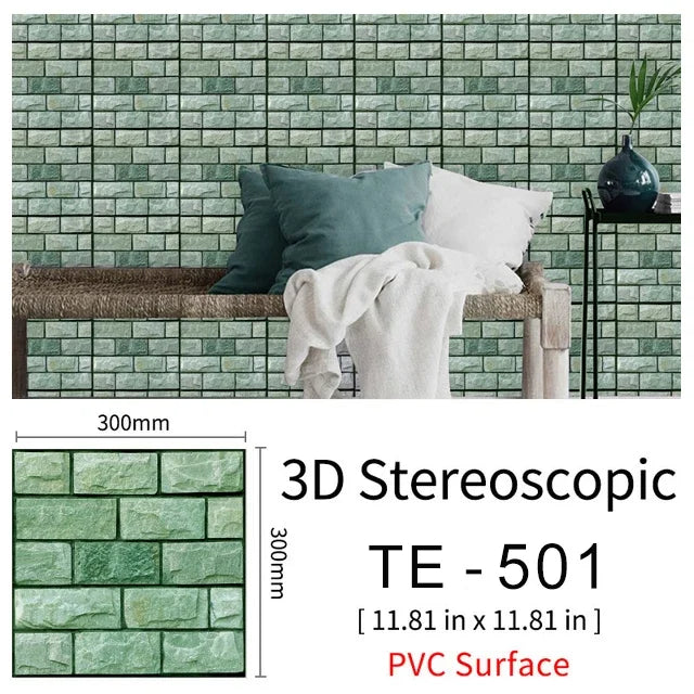15PCS Wall Sticker Waterproof PVC imitation brick Wallpapers for TV walls living room bedroom kitchen kids rooms painted surface