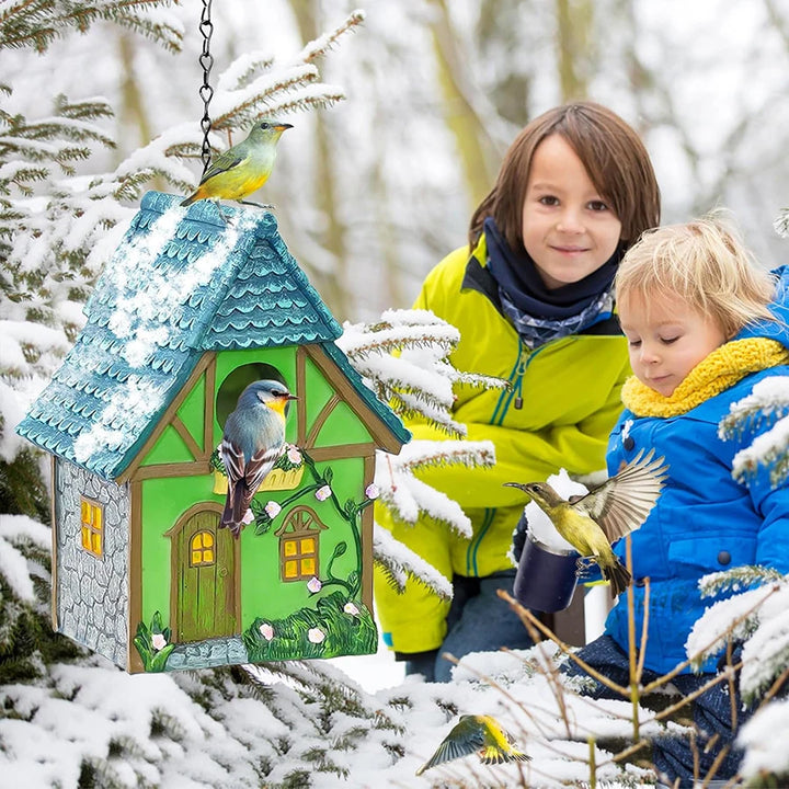 Outdoor Birdhouse Resin Garden Decoration Hanging Cabin Suitable for Small Birds Birdhouse