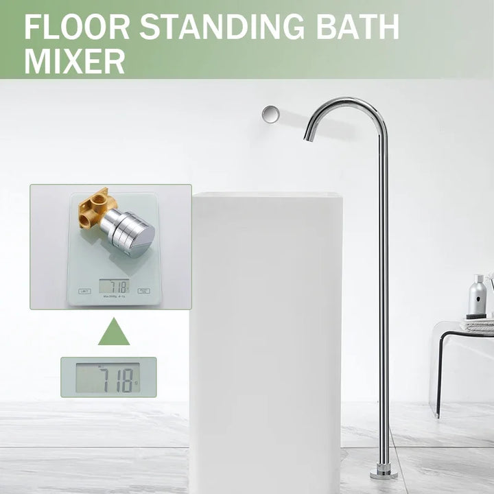 Floor Standing Bathtub Faucet Brass Body Hot Cold Mixer with Handle Rose Gold Independent Faucet Chrome Grey Black