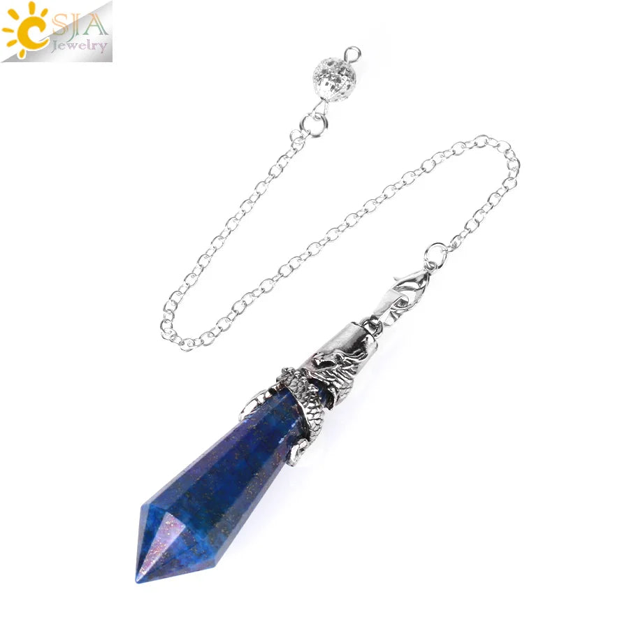 CSJA Dragon Crystals Pendulums for Dowsing Natural Stone Quartz Pendant Divination Pendulum 12 Faceted Balancing Pendulo H024