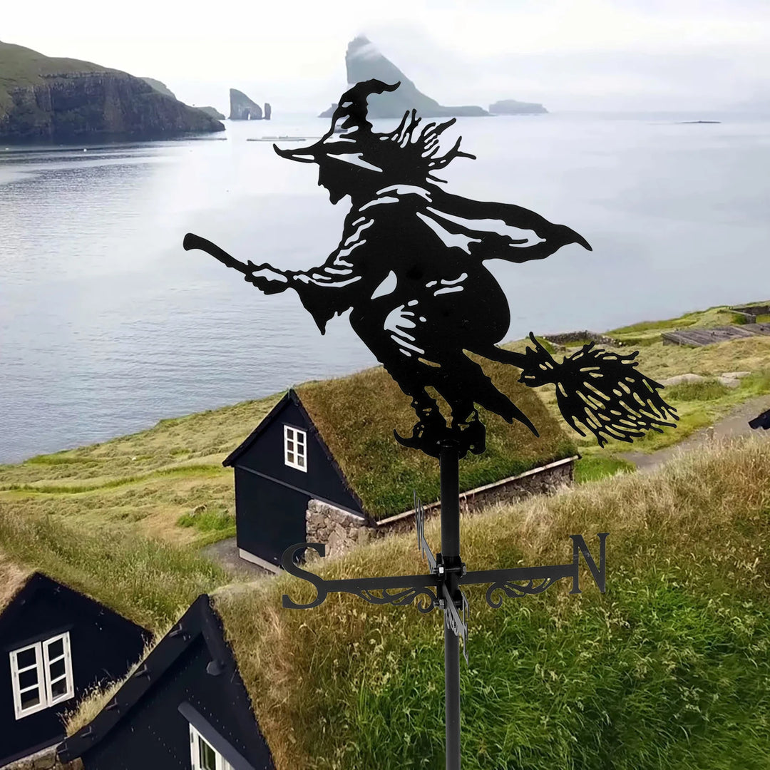 Wind Direction Indicator Witch Vane Farmhouse Wrought Iron Weather Vanes for Roofs