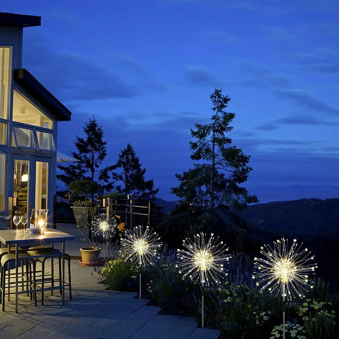 LED Solar Power Firework Lights Garden Decoration Fairy Lights Waterproof Outdoor Dandelion Lawn Lamp for Patio Garden Decor