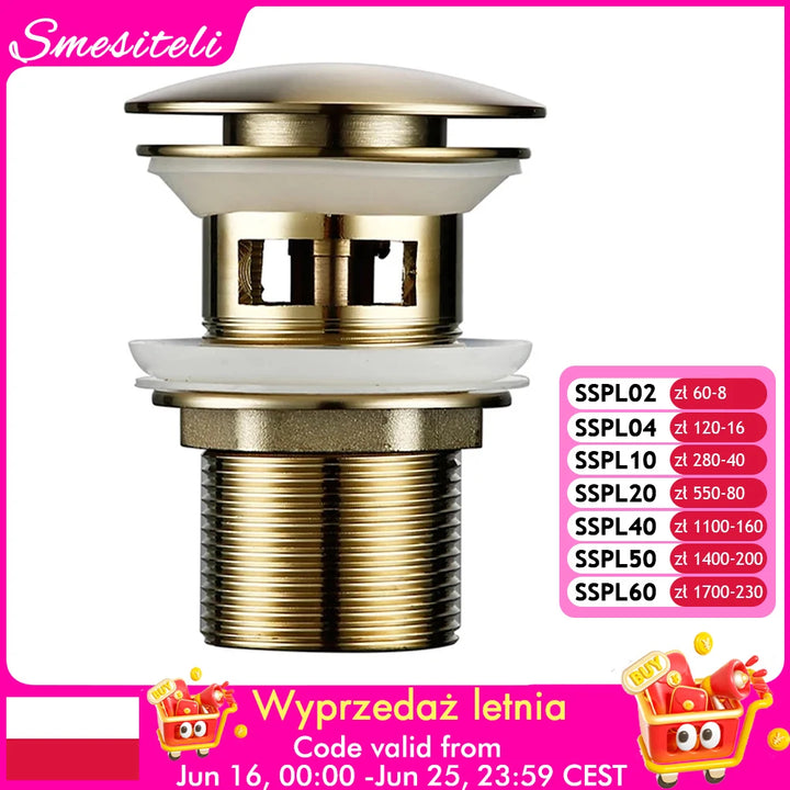 Bathroom Sink Stopper Washbasin Pop Up Drain Plug Cover Waste Pipe Drainer With Or Without Overflow For Bath Accessories