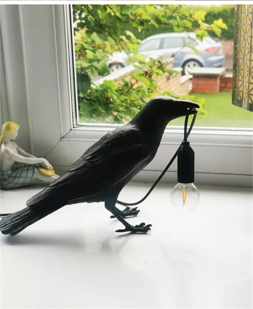 Resin Lucky Bird Crow Wall Lamp Table Lamp Night Light Bedroom Bedside Living Room Wall Lamp Home Decoration(Free bulb)