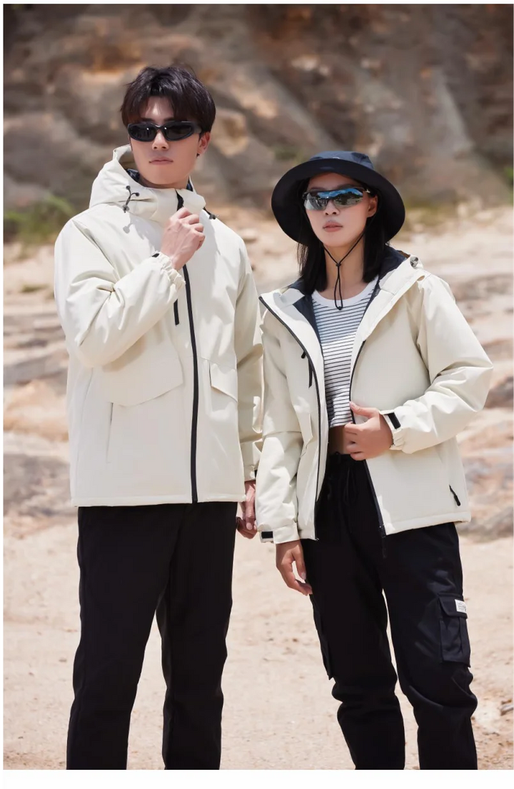 Winter Jacket Custom Logo Thick Velvet Warm Coat Men Women Windproof Hooded Outdoor Casual Mountaineering Overcoat ELIKE