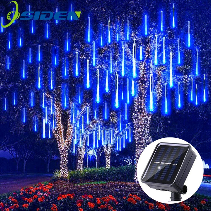 30/50cm Solar Meteor Shower LED Holiday Fairy String Light 8 Tubes Outdoor Waterproof Garden Street Garland